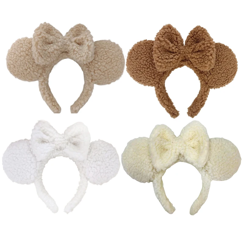 2024 Bowknot Little Bear Ear Hair Band Female Winter Cute Cartoon Face Wash Hair Band Hair Hoop Korean Girl Hair Grotto Headband