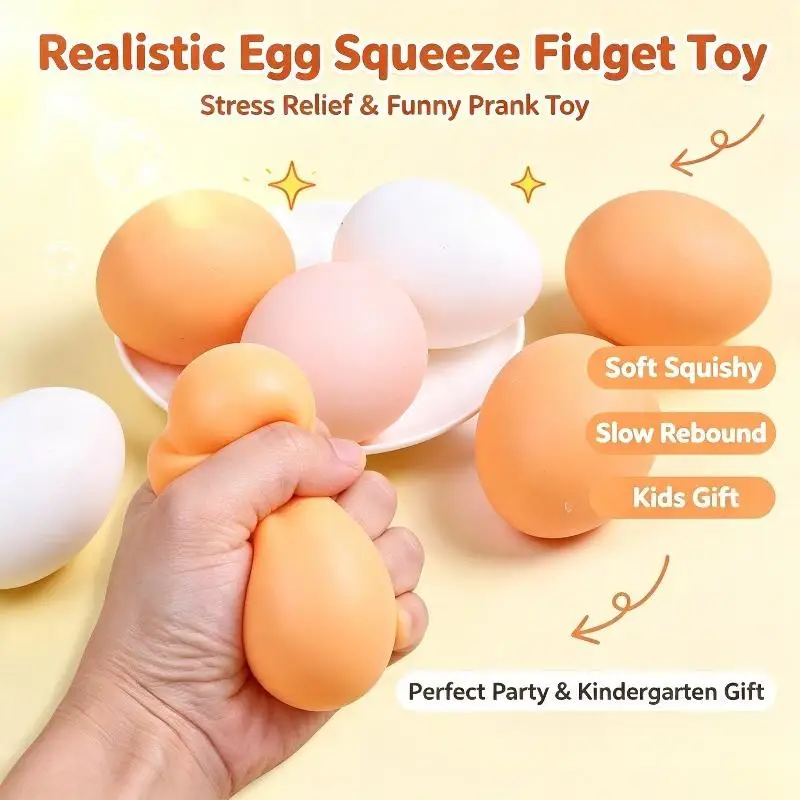 Squeeze Egg Fidget Toy Prank Decompression Vent Ball Kids Novelty Stress Relief Toy