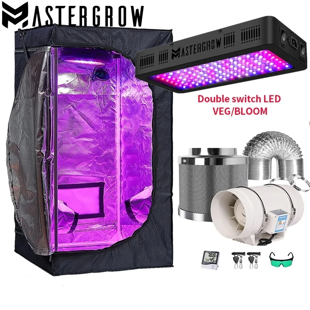 Hydroponic Growing System Grow Tent Kit Growbox 1000W Full Spectrum Led Grow Light 4 Inch Duct Fans Carbon Filter For Plant Grow