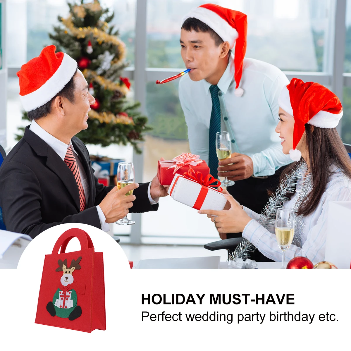 

Gift Bag Christmas Xmas Wrapping Storage Pouch Printing Portable Presents Bags Supplies Non-woven Fabric Elder Candy Tote
