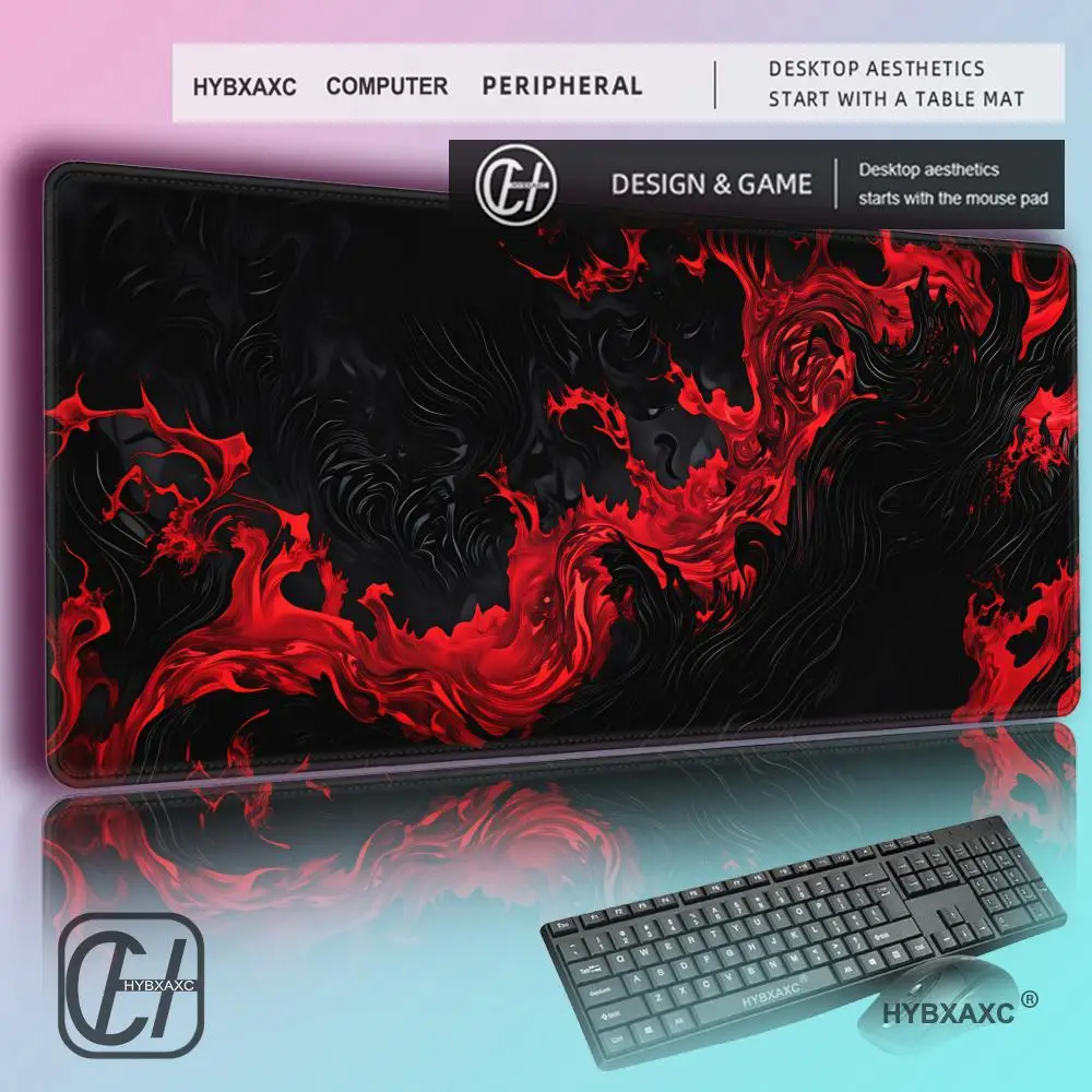 HYBXAXC Gothic Flame Cool Red Black Mousepad, Abstract Fire, Gaming Mat, Gift For Gamer, Minimalist Decor, Abstract Darkness