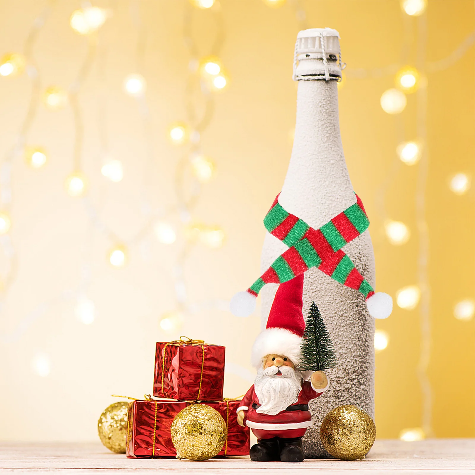 8 قطعة وشاح عيد الميلاد الصغير لينة متماسكة وشاح الزخرفية لزجاجة النبيذ عطلة حفلة لصالح حفلة ثلج صغير الحسنات #5