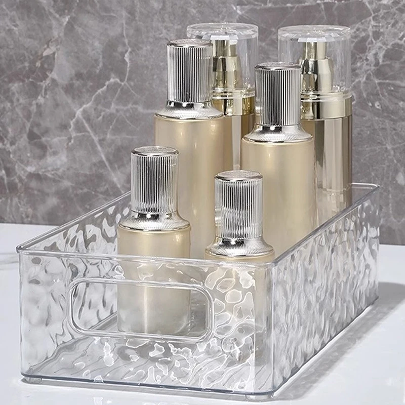 Cosmetics Classification Storage Basket, Acrylic Glacier Pattern Stackable Storage Box, Bathroom Shelf