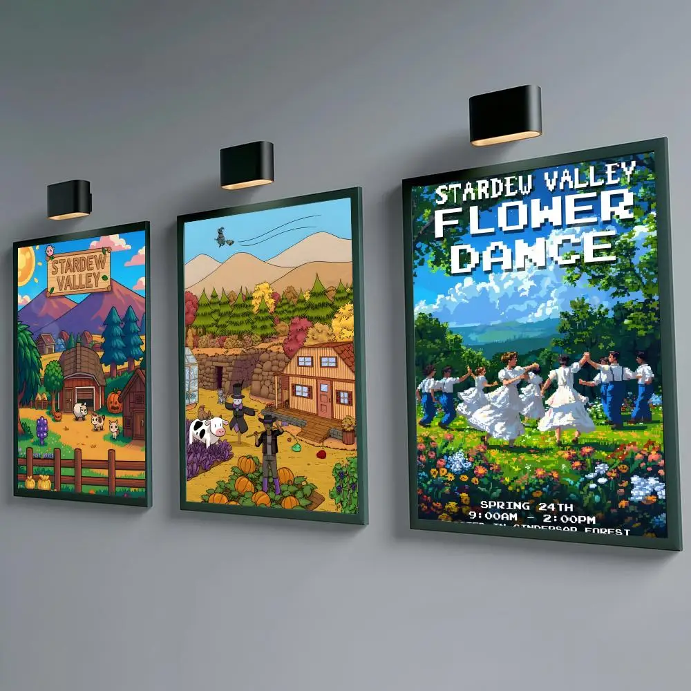 game Stardew Valley Poster Self-adhesive Waterproof Paper Sticker Coffee House Bar Room Wall Decor