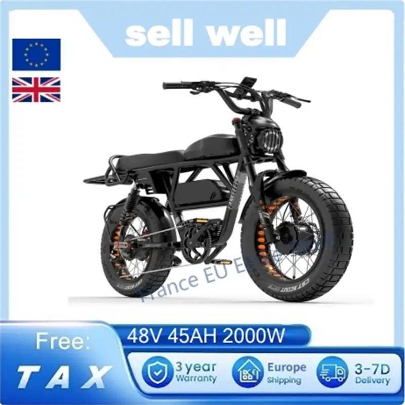 Lankeleisi X-Black Knight Dual Motor Electric Dirt Bike 48V 45Ah Dual Battery Ebike 20 Inch Fat E Mountain Bike Electric Bike