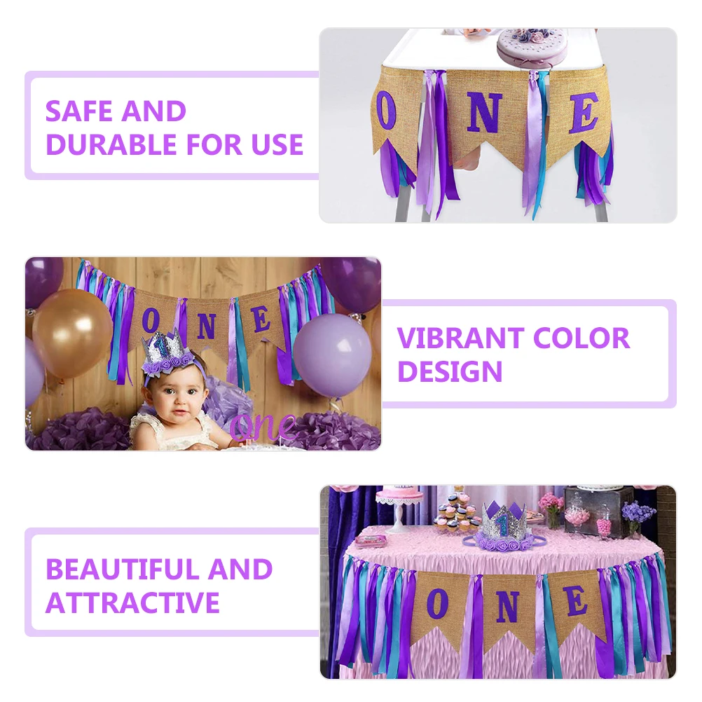 

Purple Sign For First Birthday Kids Decor 1st Birthday Banner Party Props Safe Cloth Material Wall Table