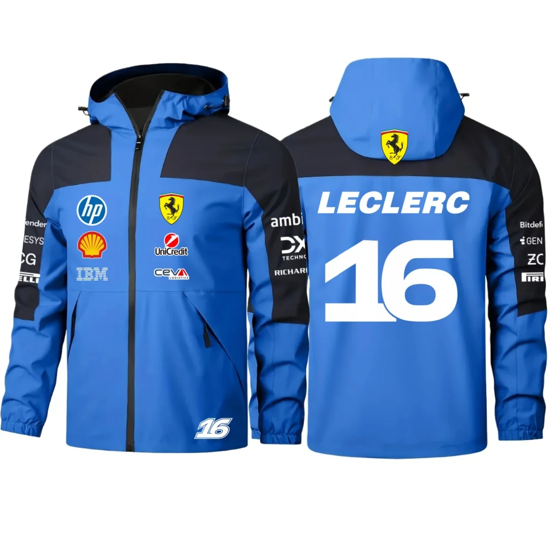 2026 Ferrari F1 driver No.16 Leclerc No.44 Hamilton same jacket with number, thin jacket for spring and autumn seasons, windproo view 3