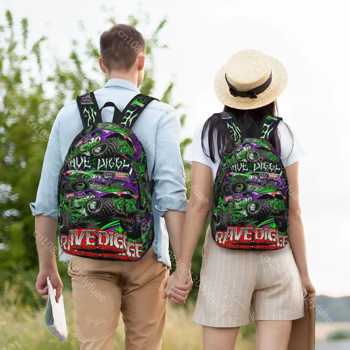 Monster Jam Truck Backpack Grave Digger Unisex Polyester Outdoor Style Backpacks Christmas Gift Kawaii High School Bags Rucksack