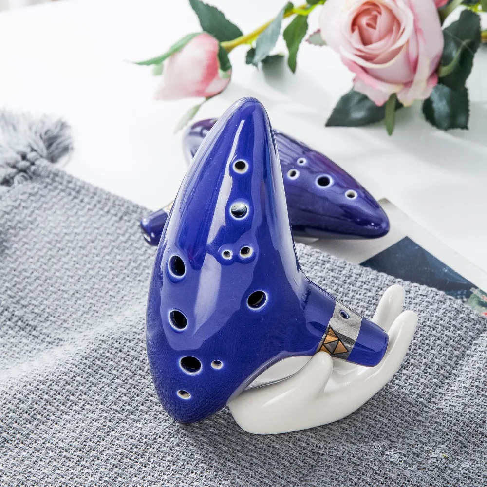 1 Set Musical Instrument 12 Holes Ocarina of Time Alto C C Tone Ocarina Flute Ethereal Ceramic Ocarina Home Education