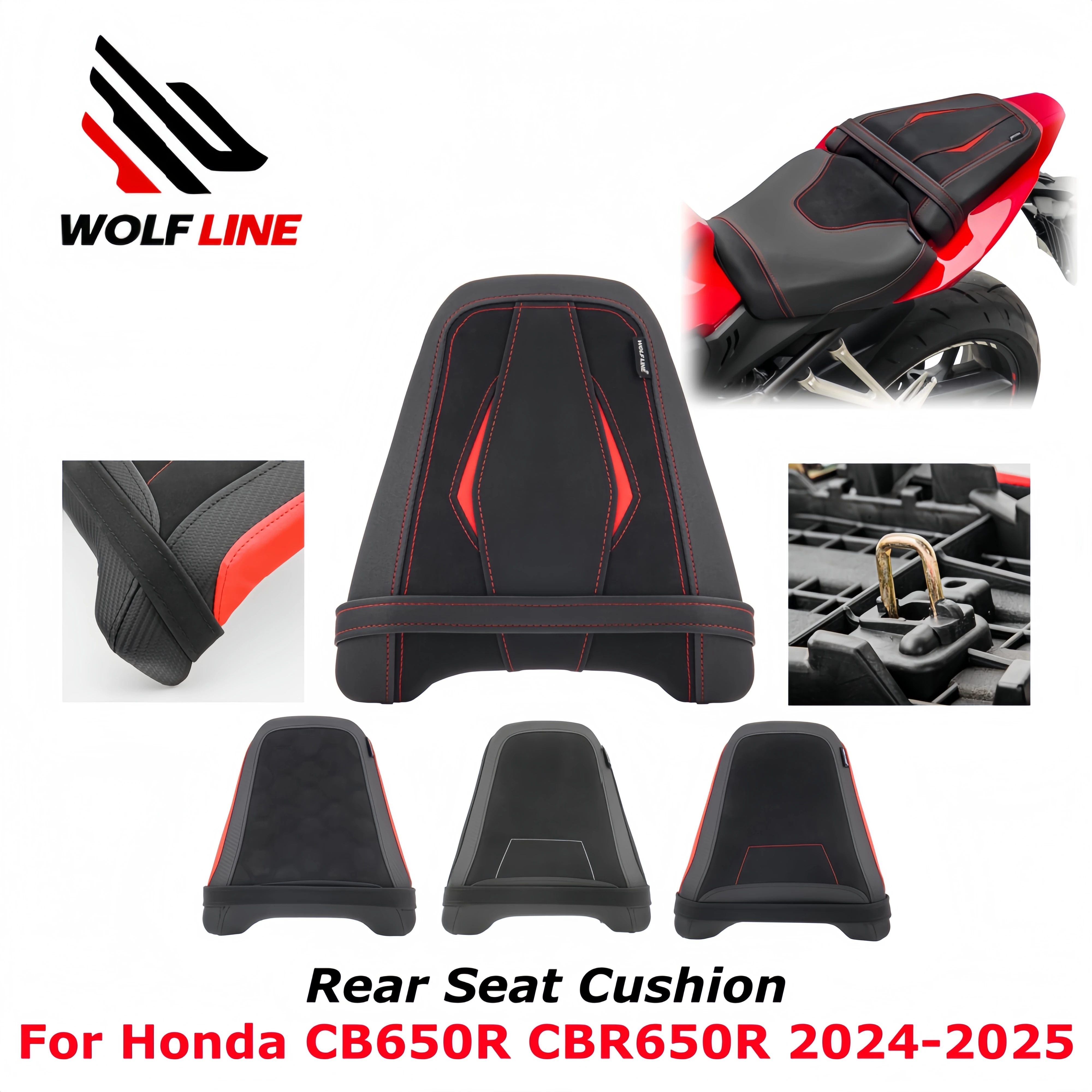 

WOLFLINE Rear Seat Cushion for Honda CB650R CBR650R Rear Passenger Seat Cushion Pillion Pad for CB 650R CBR 650R 2024-2025