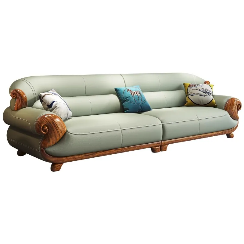 

New Chinese-style concubine sofa, living room furniture, light luxury Nordic solid wood corner sofa, simple ebony leather