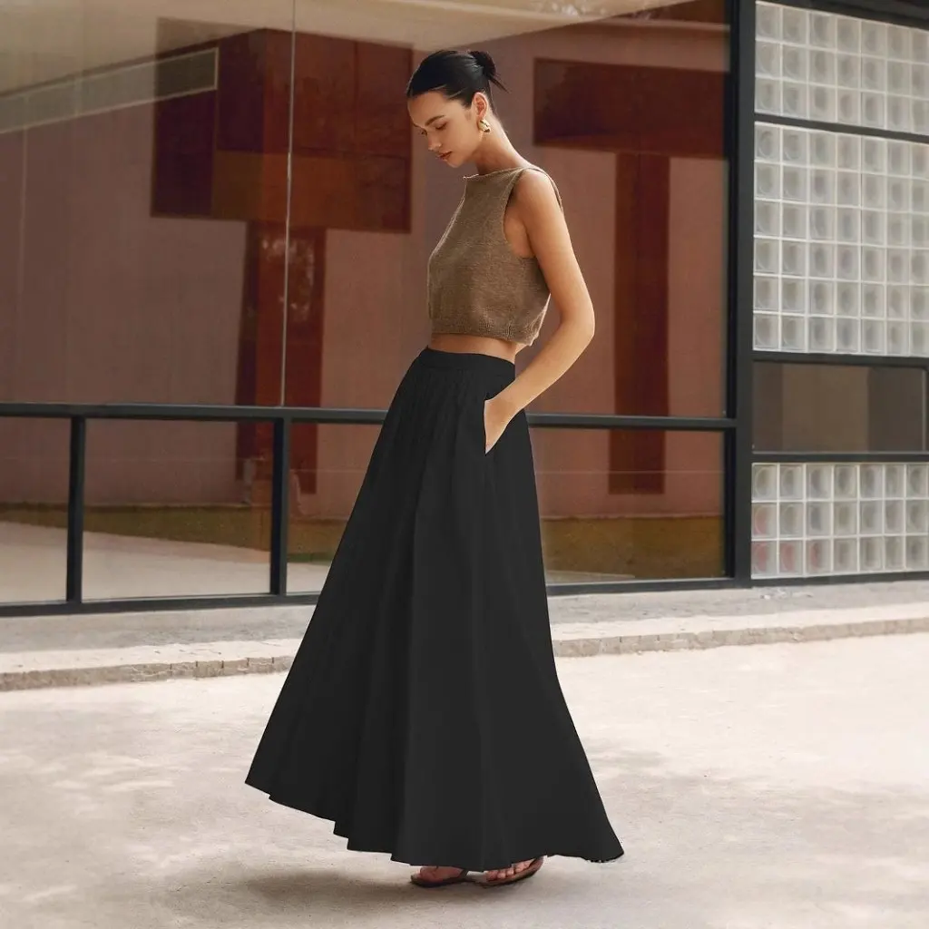 

Women's High Waist Leisure Versatile Dress Solid Color Spring Summer Independent Station Style