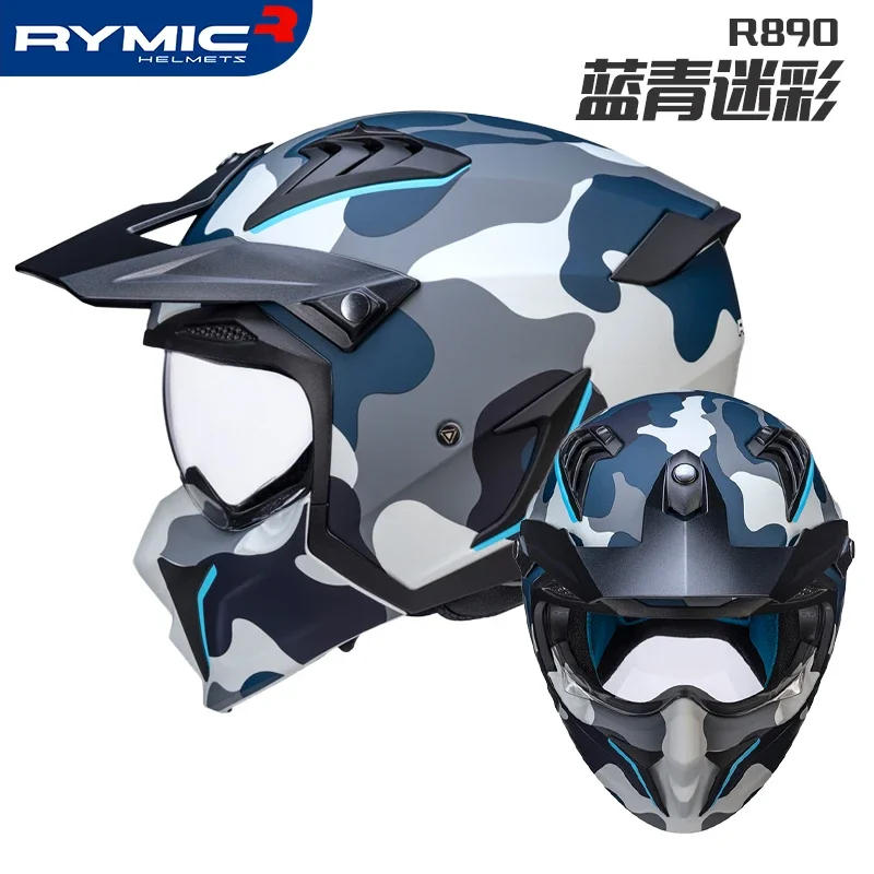 RYMIC Motorcycle Helmet Retro Scooter Vintage Full Face Biker Motorbike Riding Cycling Crash High Quality Helmet Cascos De Moto