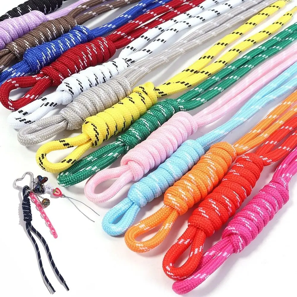 5Pcs Colorful Braided Lanyard Keychain Handmade Knot Nylon Cord Nylon Rope Lanyard Braided Design Woven Rope Lanyard