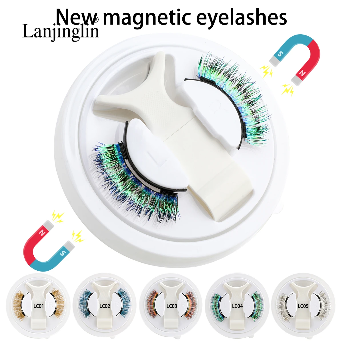 1 paire de cils magnétiques colorés réutilisables, magnétiques, longue durée, sans colle nécessaire, avec pince à épiler, maquillage