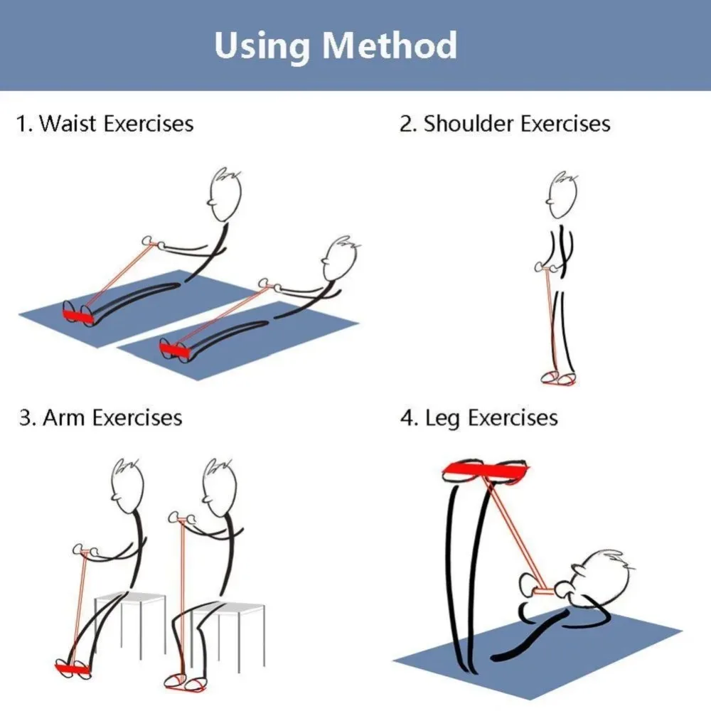 Fitness Pedal Exerciser Resistance Bands Body Trimmer Chest Expander Sit-up Pulling Rope Home Fitness Equipment 3 Using Way