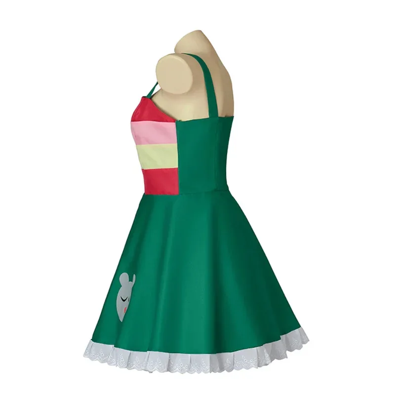 공주 스타 나비 코스프레 의상 녹색 드레스 역할 놀이 유니폼 할로윈 카니발 파티 드레싱 여성용