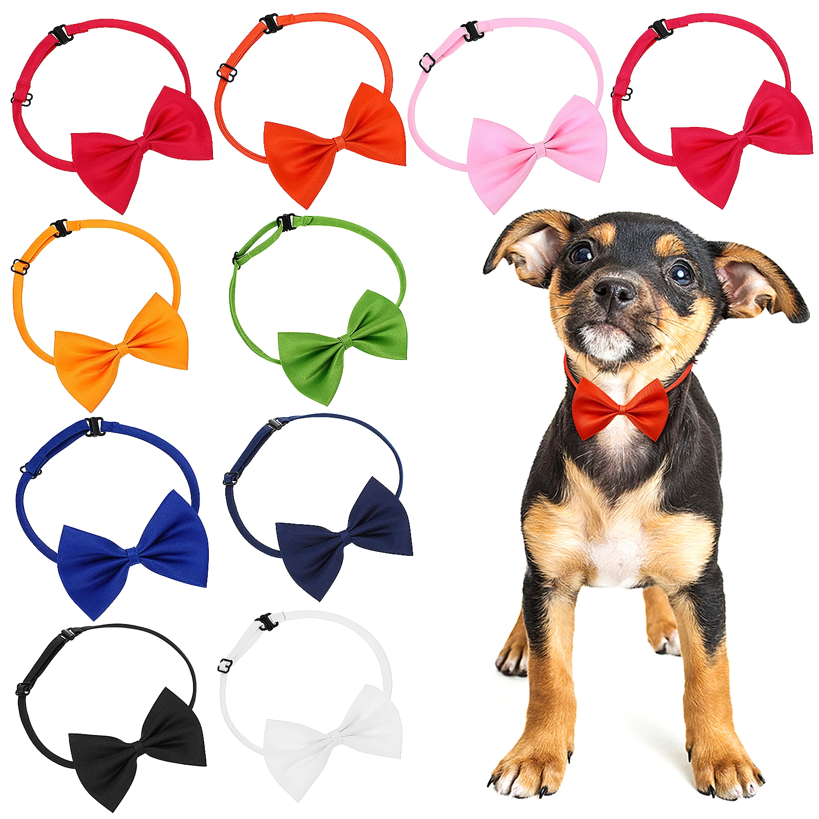 

10pcs Pet Collar Dog Bows Adjustable Fabric Bow Tie For Cat Puppy Small Medium Dogs Colorful Durable Stylish Comfortable Party