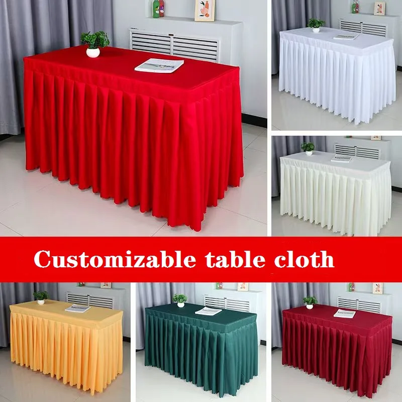 

Tablecloth for Wedding/Banquet/Restaurant ,RectangularTable Cloth White, Pleated Ruffle Fitted Table Cover,Polyester Table Skirt