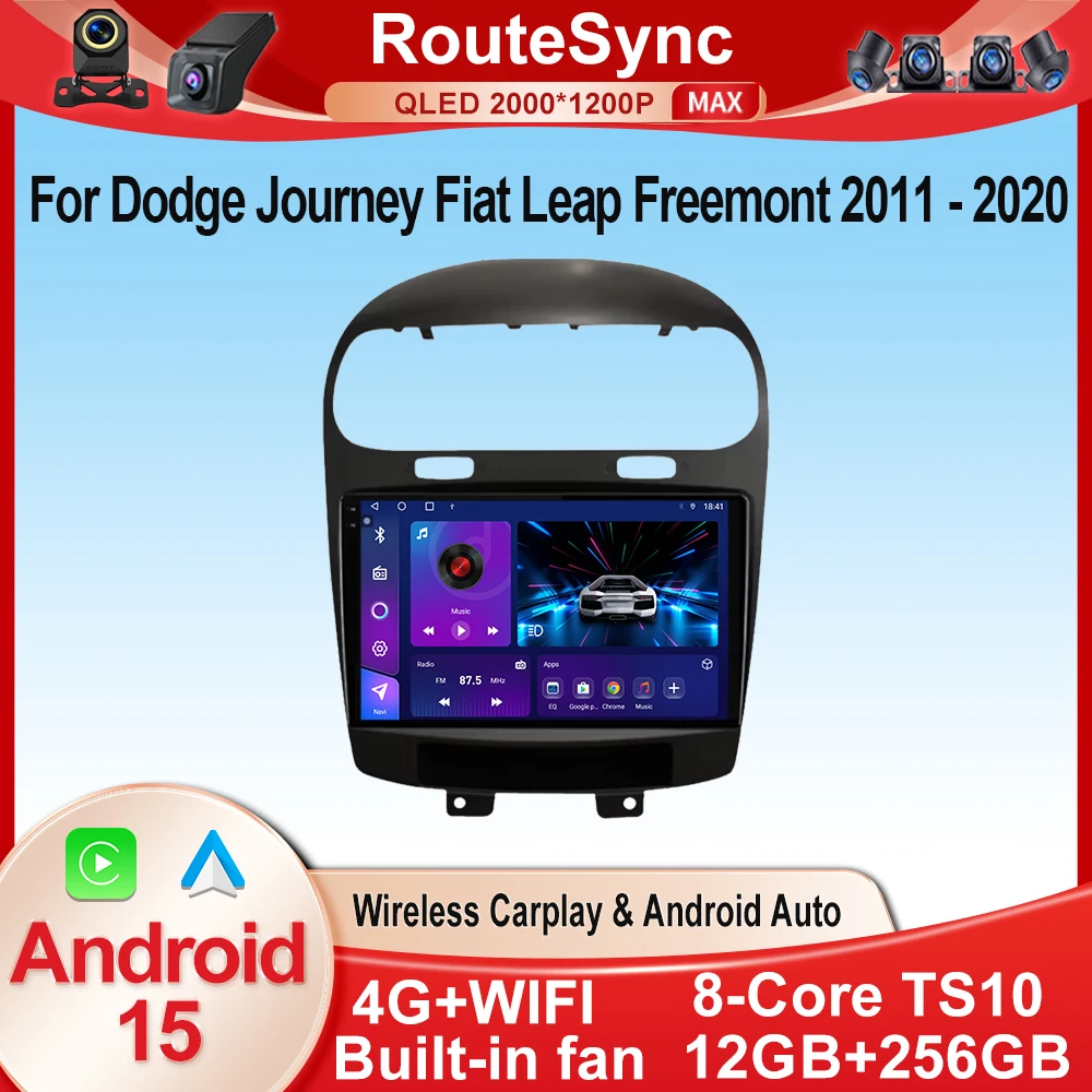 Android 15 para Dodge Journey Fiat Leap Freemont 2011 - 2020 Radio Carplay Auto Radio Estéreo reproductor Multimedia navegación GPS BT