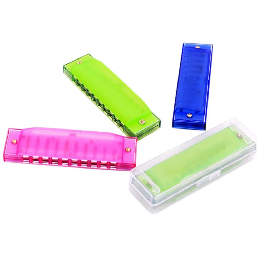10 Hole Plastic Harmonica Well Made Tone Quality Streamlined Body Beginner Music Education Gift Christmas Birthday