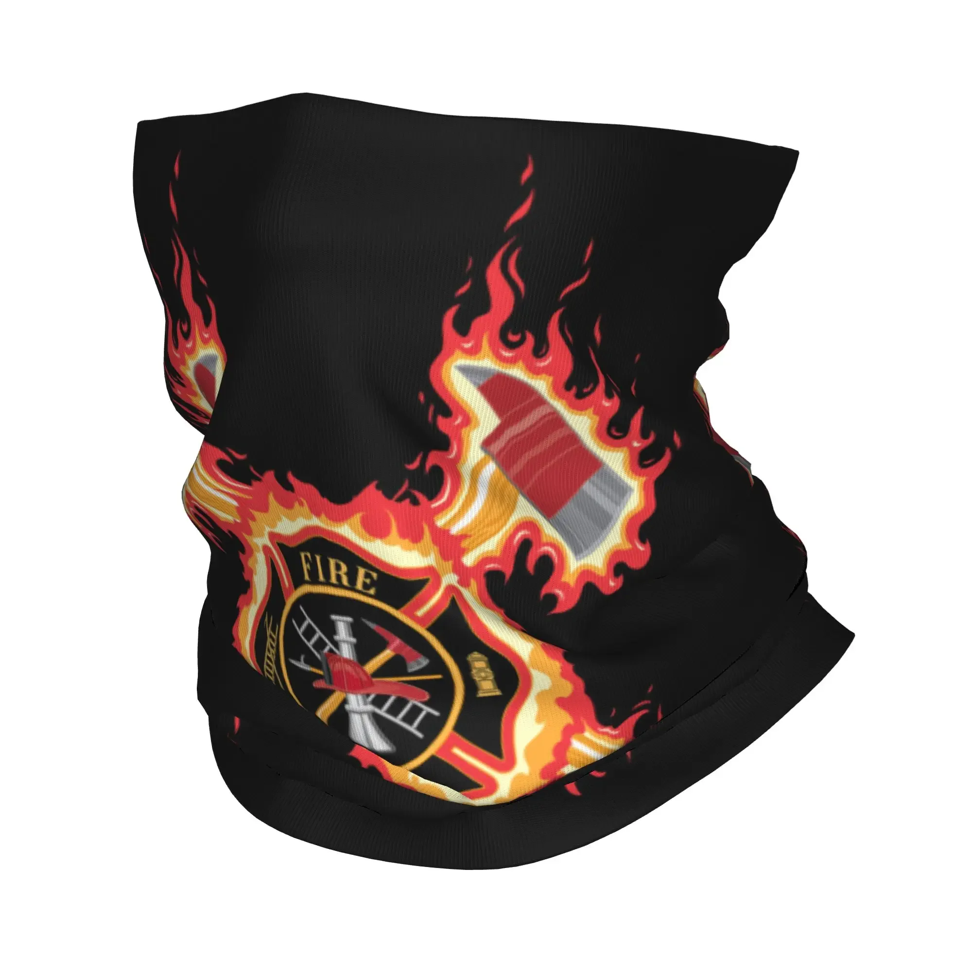 Firefighter Cross With Axes And Flames Neck Gaiter Women Men UV Face Shield Winter  Bandana Scarf for Ski