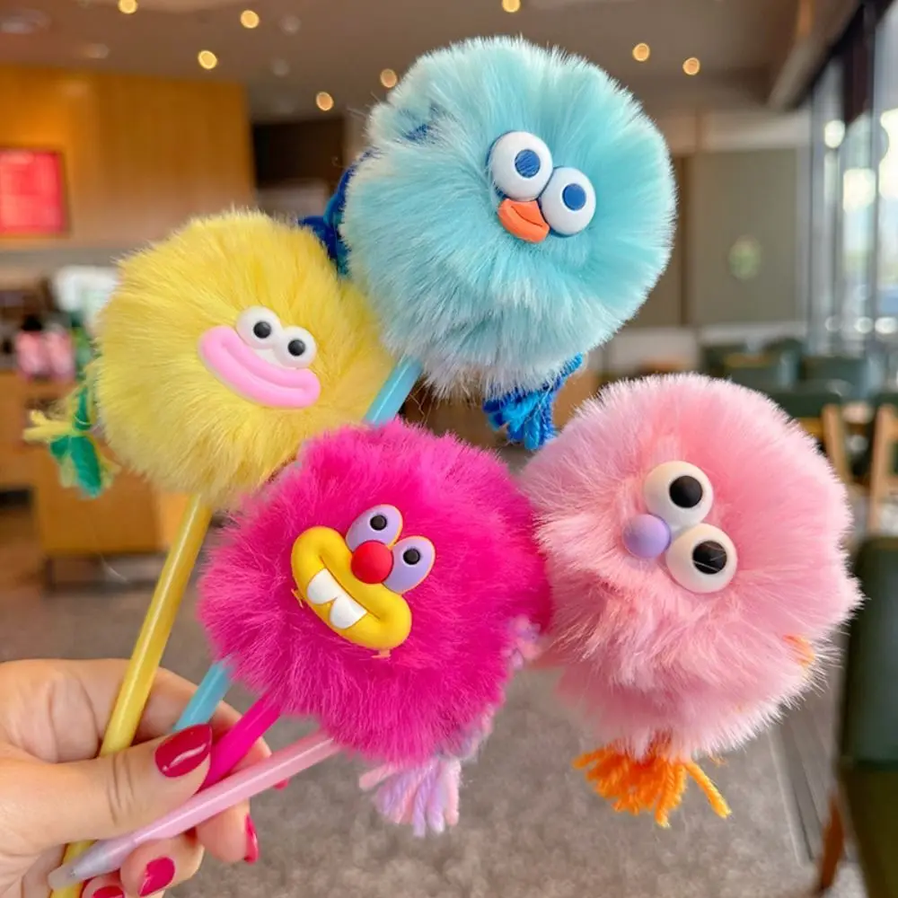 

Ugly Braided Doll Children's Plush Pen Iridescence Handwriting Plush Gradient Ballpoint Pen Writing Signing Sausage Mouth