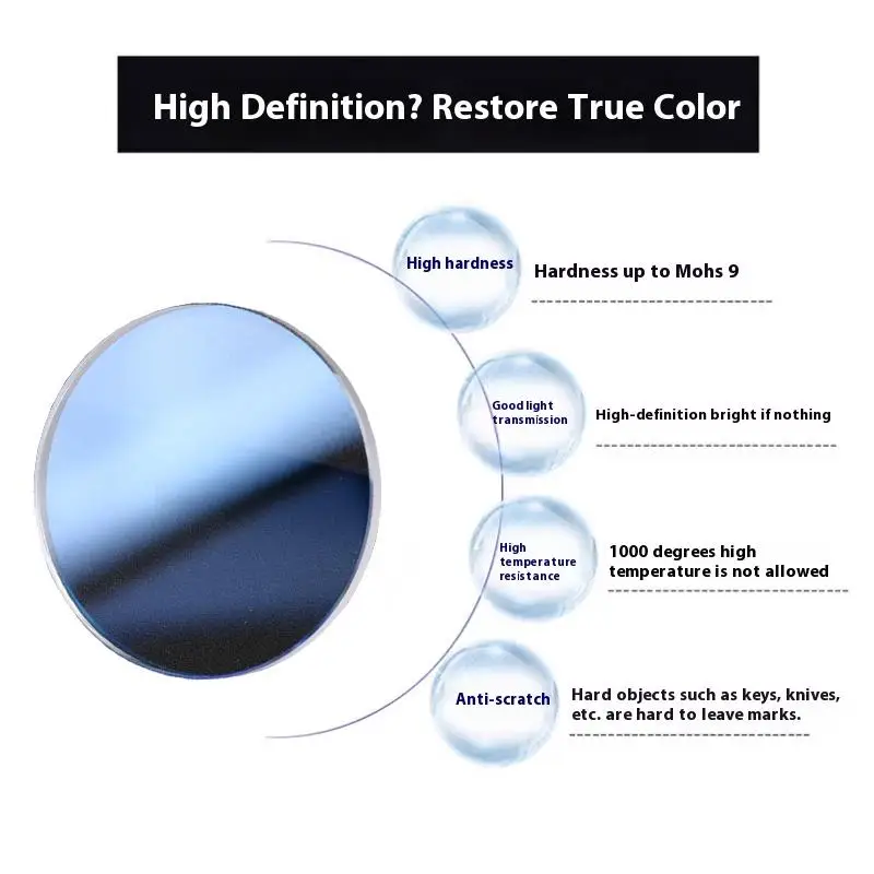 Finitura a specchio in vetro zaffiro minerale ad alta definizione per Casio GA-2100 B2100 modifica di uno specchio dell'orologio resistente all'usura