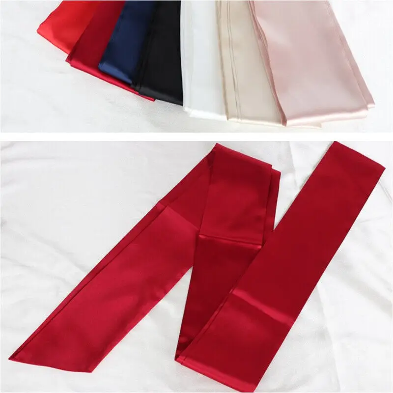 2025 New Red White Blue Satin Silk Wide Belt Women Long 250cm Cummerbund Japanese Obi Lace Waistbands Corset Fabric Collocation