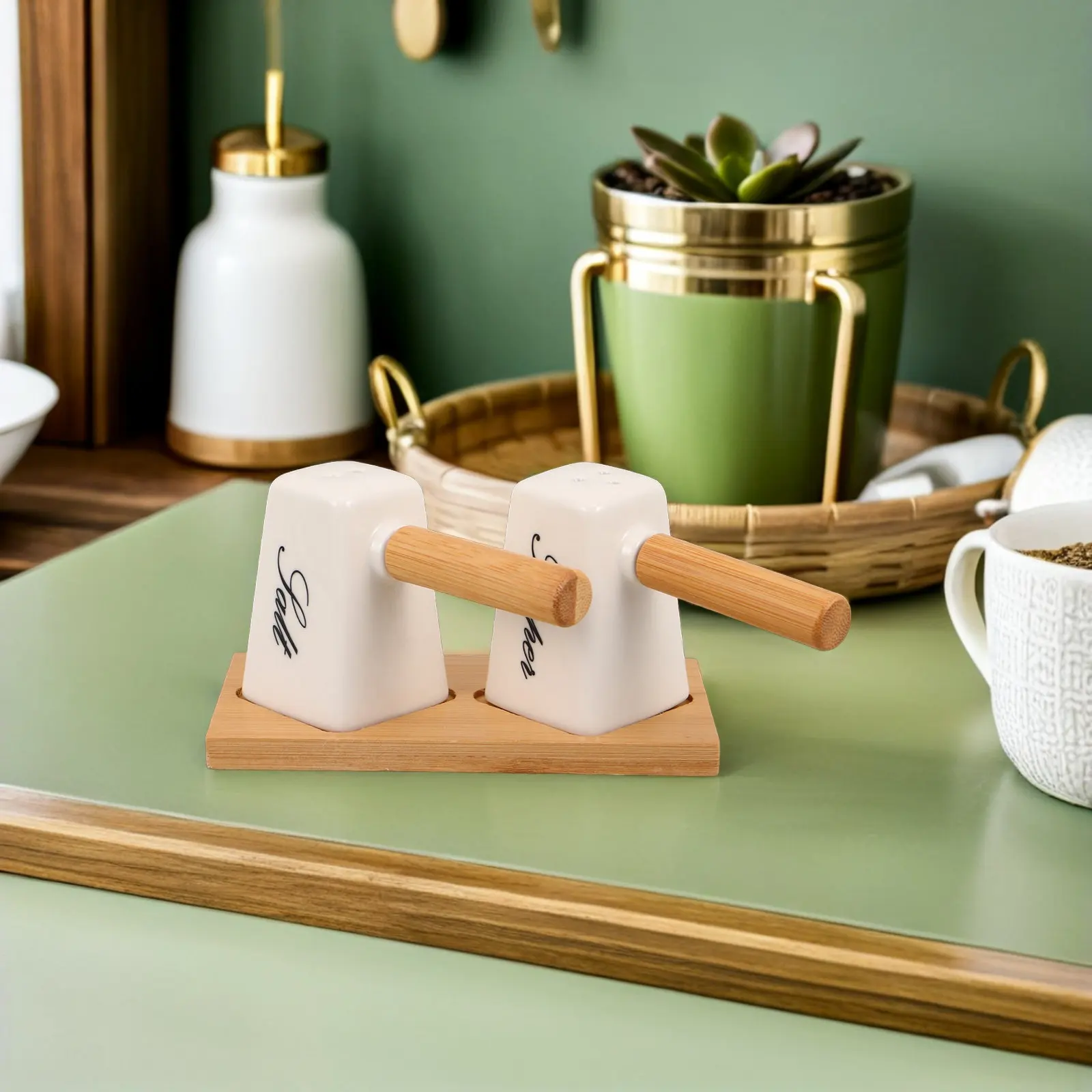 1Set Ceramic Seasoning Bottle Set 85Ml Salt and Pepper Holder with Tray Modern Kitchen Dispenser Set Elegant Countertop Spice view 4