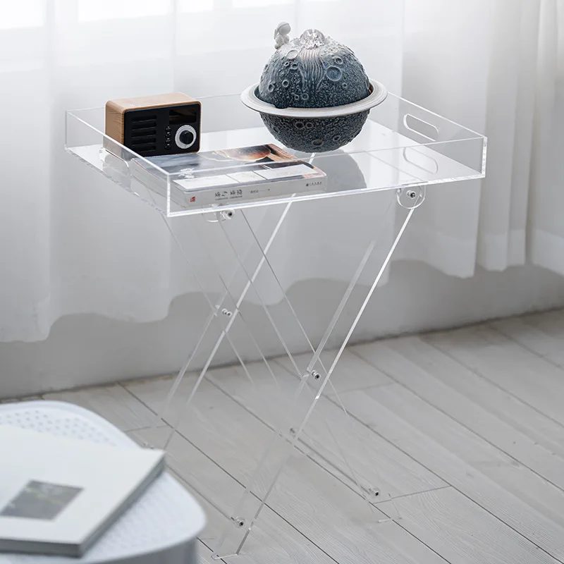 Nordic Acrylic Foldable Coffee Table Ins Transparent Small Table Side Coffee Desk Household Balcony Coffee Table