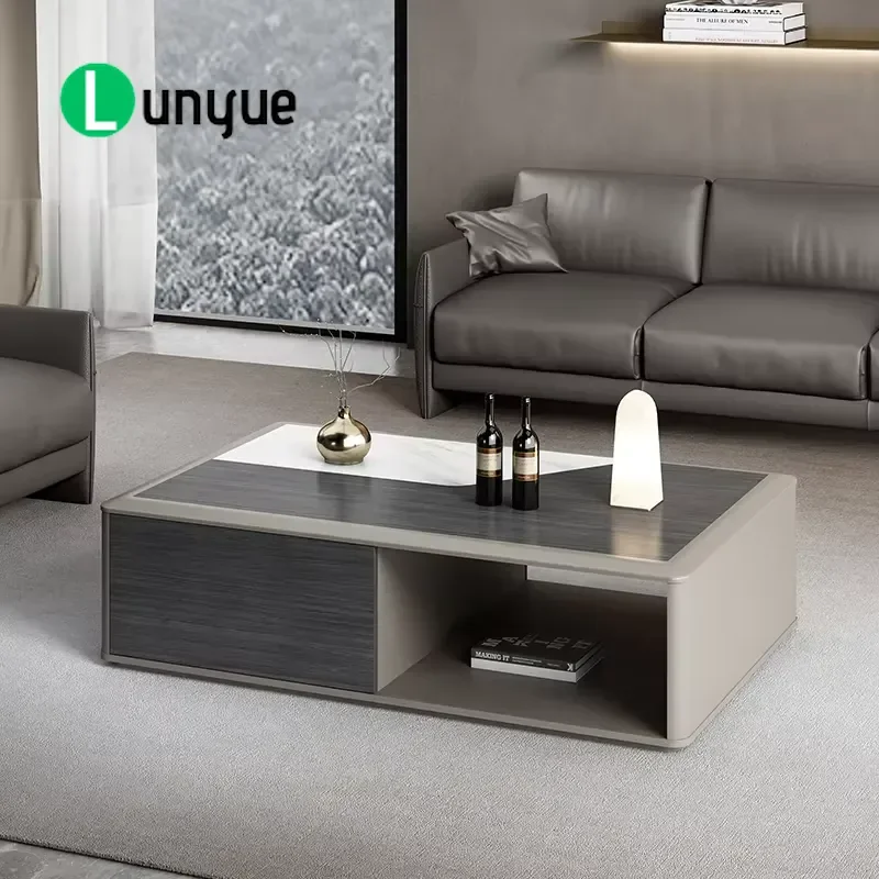 Modern Luxury Wooden Coffee Table for Living Room Office Reception Central Table with Sofa Cover Stylish Furniture Decor