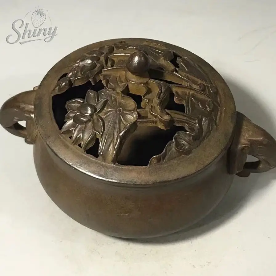 

Vintage Copper Cast Ming Xuande Period Elephant-Ear Incense Burner Small Incense Burner Buddhist Desktop Ornaments