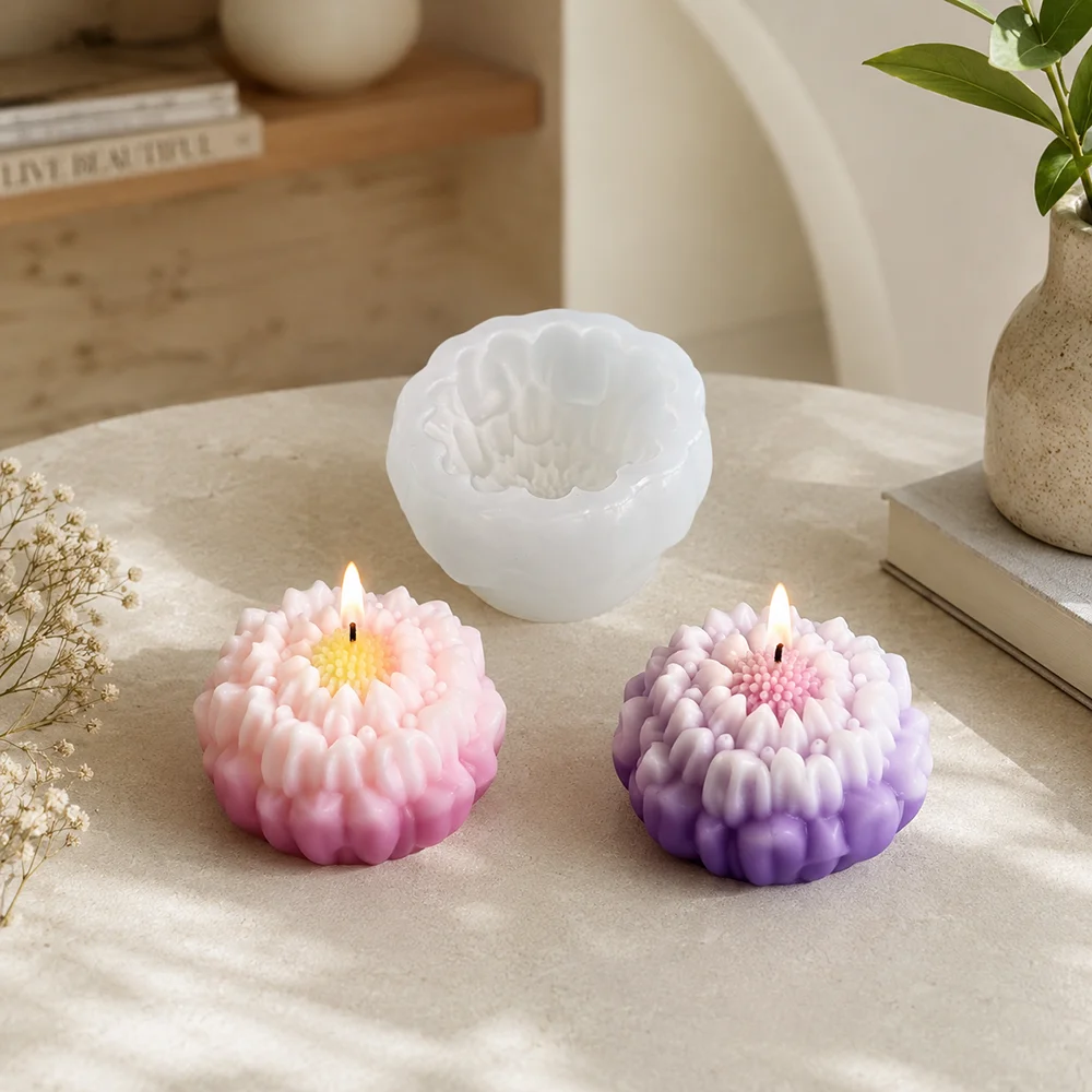 3D Hibiscus Flowers Candle Silicone Mold DIY Handmade Beautiful Flowers Aromatherapy Candle Plaster Resin Mould Craft Home Decor