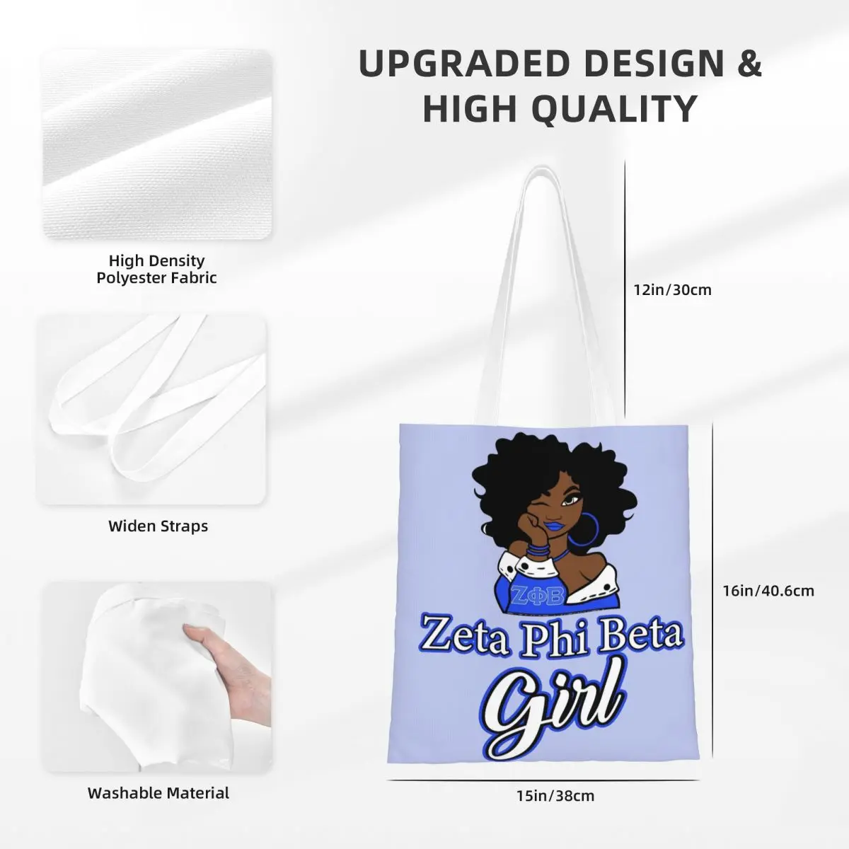 Zeta Phi Beta Sac fourre-tout en toile pour fille, sac à provisions écologique de grande capacité, sacs d'école unisexes