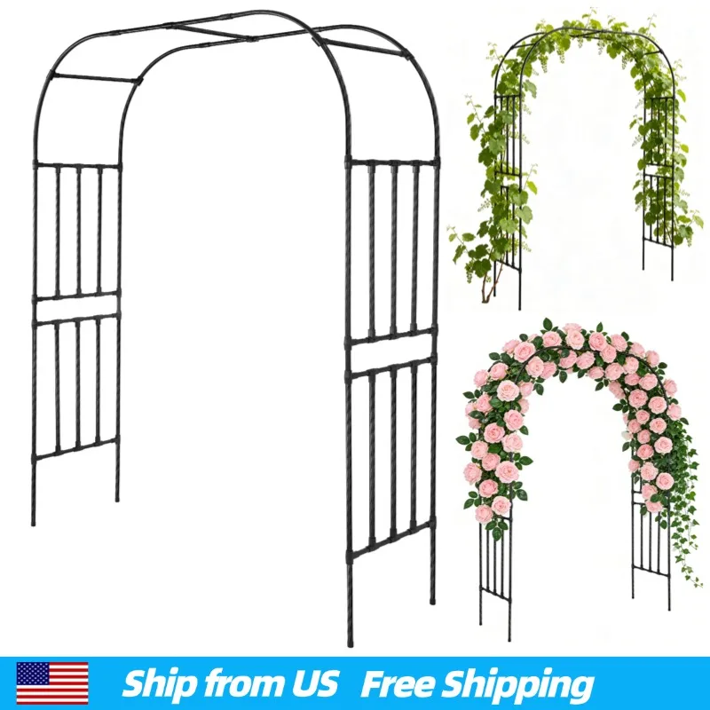 

Металлическая садовая арка 7,87 футов, железная рама, садовая арка-пергола, уличная беседка, декор для свадебной арки, подставка для вьющихся растений на газоне