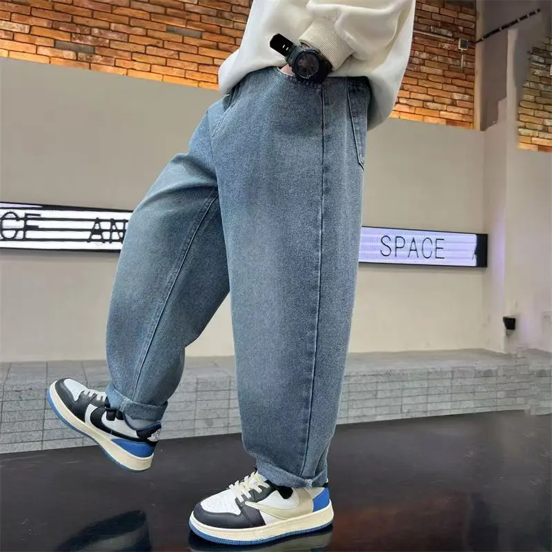Boys' Spring and Autumn Pants 2026 New Style Middle and Large Boys' Handsome and Fashionable Jeans