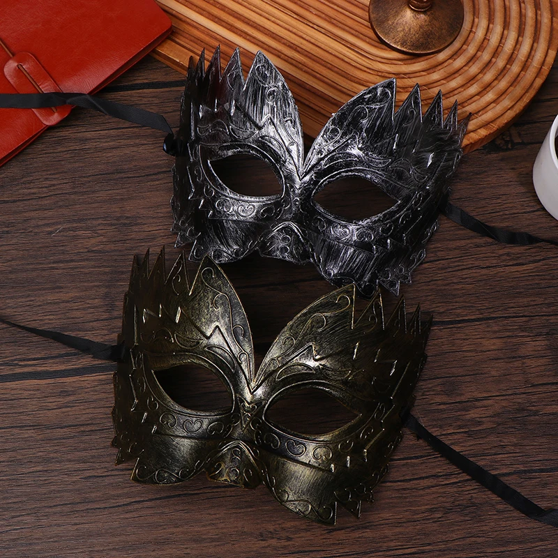 1Pc Carnival-Masquerade Mask Vintage Mask Gold Silver Half Face Mask Plastic Halloween Costume Party Mask Women Men