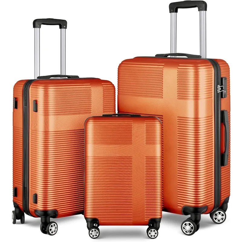 

3 Piece Luggage Set Hardside Suitcase Sets with Hooks Double Spinner Wheels TSA Lock,(20in/24in/28in)