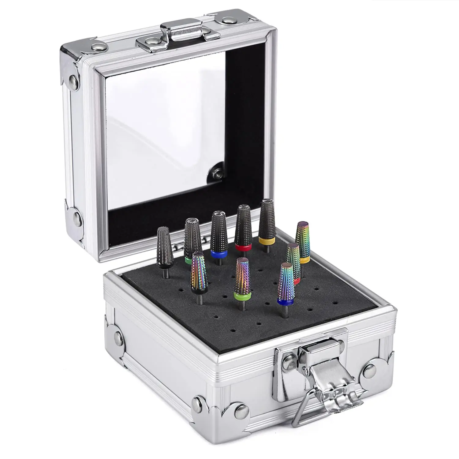 

25 Hole Nail Drill Bit Holder Box, Professional Storage for Grinding Heads, Manicure Tool Organizer