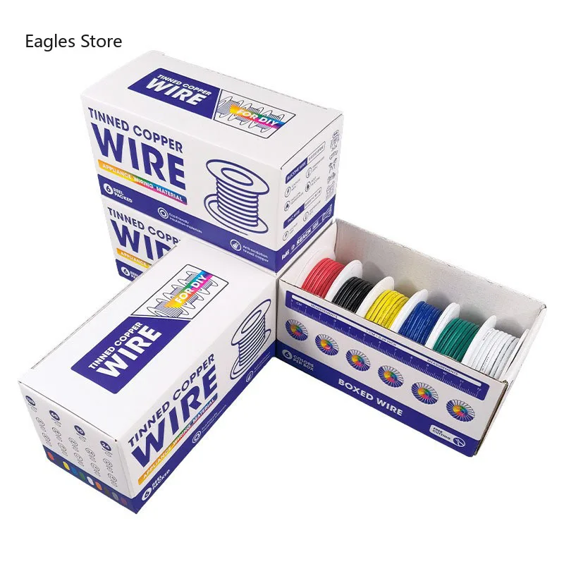 30 28 26 24 22 20 18 16AWG Heat Resistant Flexible Silicone Wire Stranded Electrical Tinned Copper Cable 6Rolls 6 Color Mix Kit