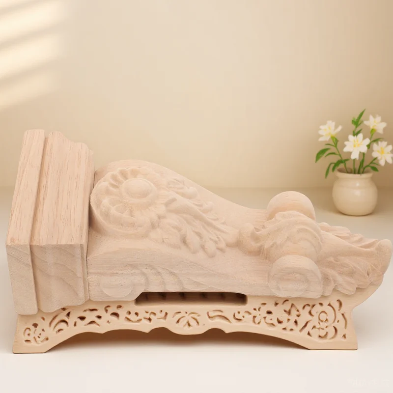 

Wooden Corbel Decorative Trim Carved Molding Unpainted Wood Applique For Furniture Customizable Surface Home Living Room