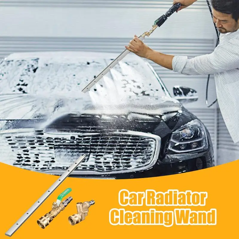 Radiator Cleaning Wand 23.6 Inch Radiator Pressure Washer Tool Stainless Steel Power Washer Wand With 1/4 Inch Quick Coupler For