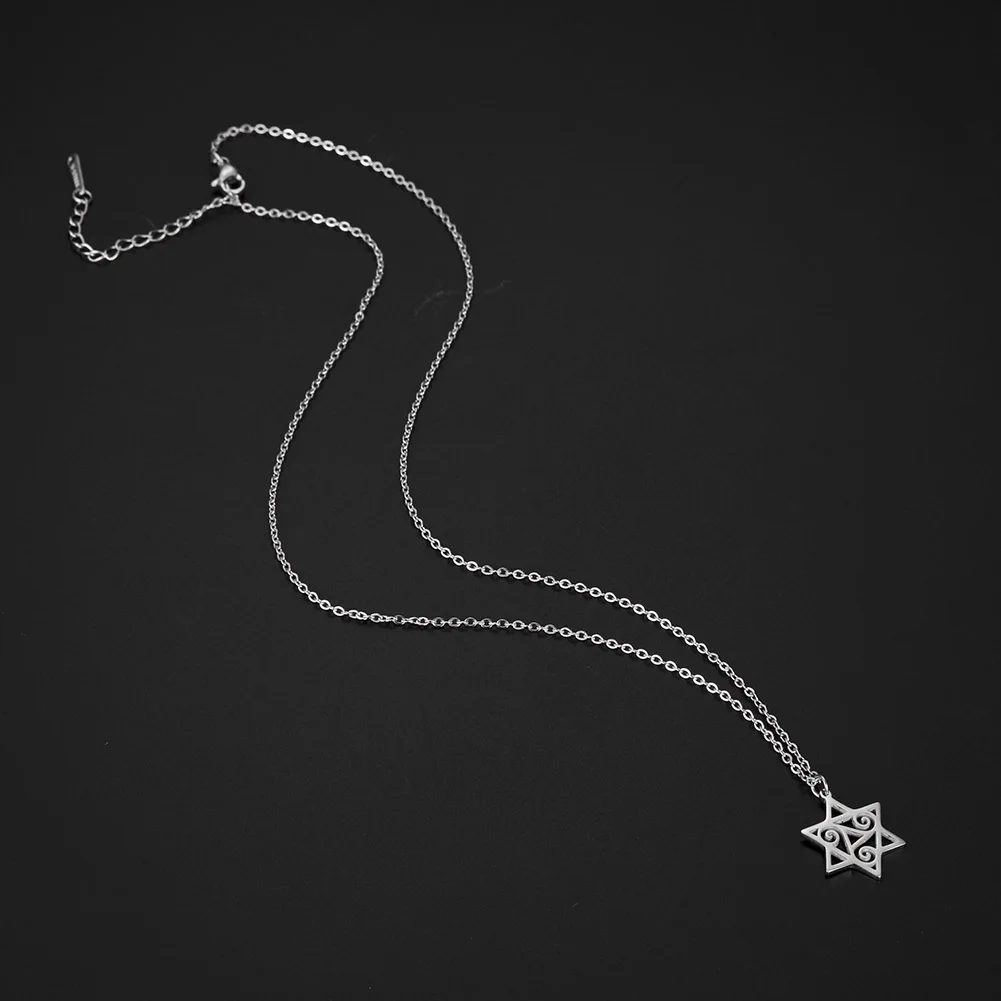 CoolTime 2026 Triple Spiral Hexagram Pendant Necklace For Women Men Retro Stainless Steel Amulet Daily Wear Jewelry As Gift