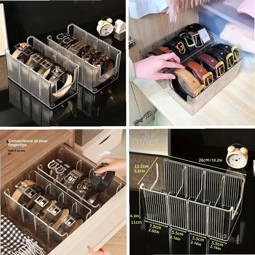 

Transparent Desktop Belt Storage Case - Household Organizer & Tie Display Rack for Men's Belts and Accessories