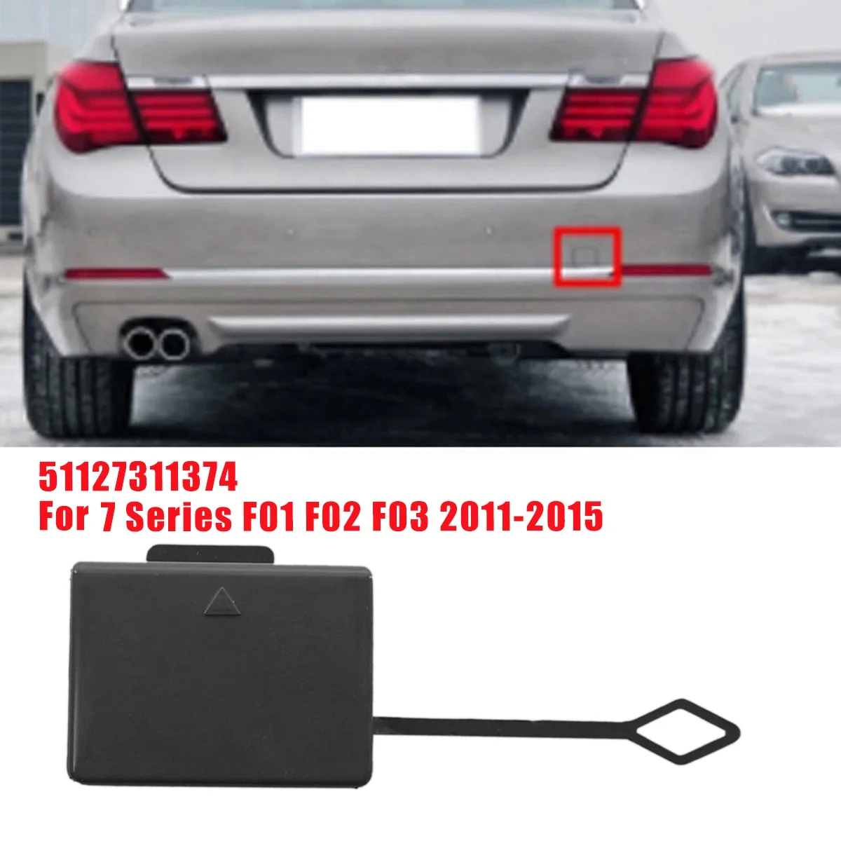 Car Rear Tow Hook Cover 51127311374 for BMW 7 Series F01 F02 F03 2011-2015 Rear Bumper Towing Trailer Hitch Caps