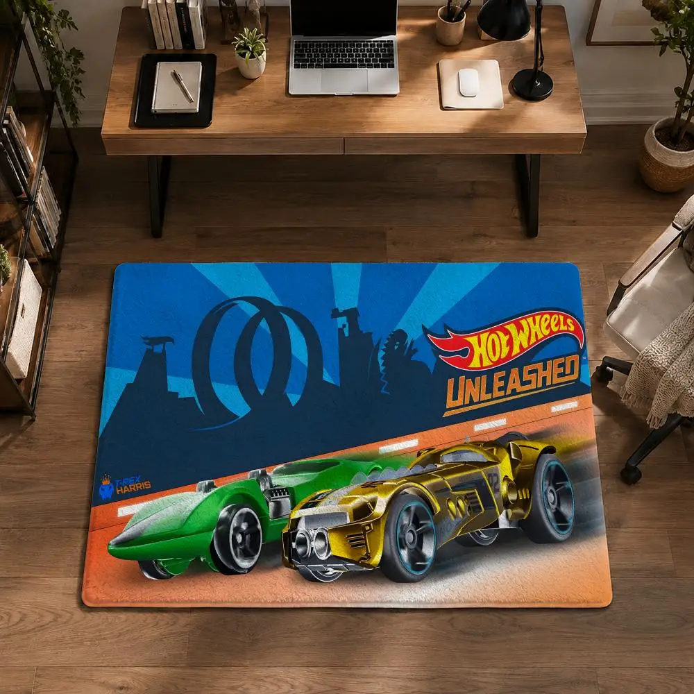 Hot W-Wheels Floor Mat Flannel Rug Non Slip Absorbent Soft Washable for Entryway Hallway Bathroom Kitchen Decor