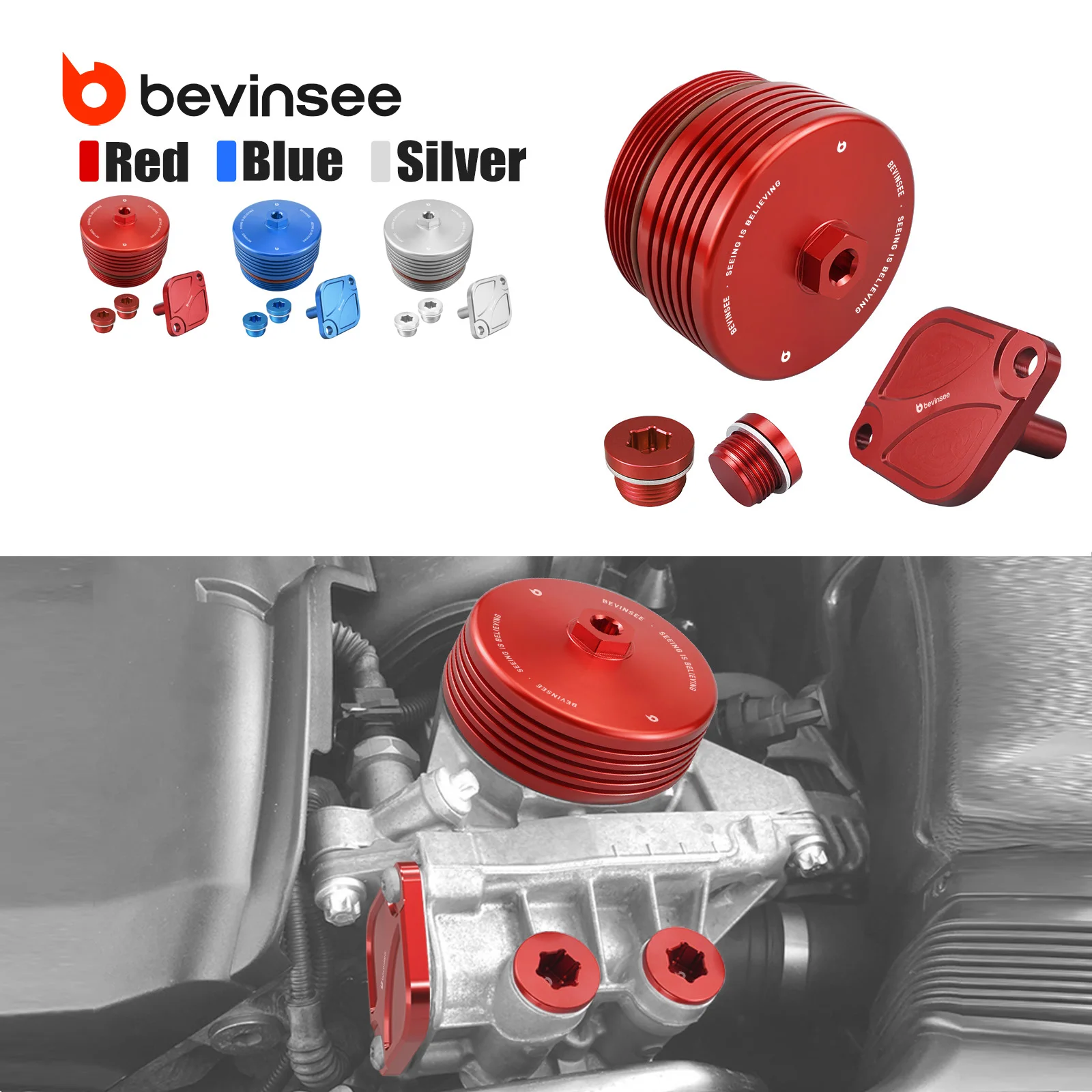 Oil Thermostat Housing Lid & Plugs + Oil Filter Housing Cap Kit for BMW N54 N55 E92 E90 F30 335i F36 435i F10 F11 535i F20 M135i
