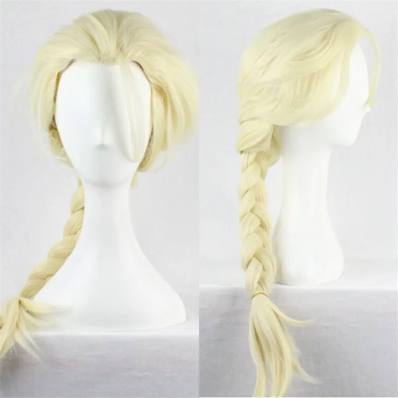 WoodFestival Synthetic Hair Brown Blonde Wig Cosplay Wigs For Women Long 2 Braids Anime Party Princess High Temperature Fiber