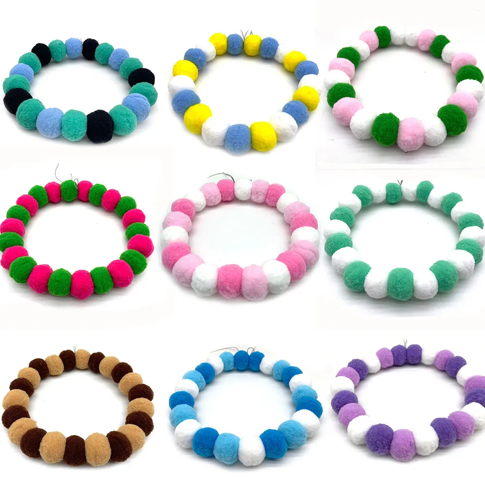 30pcs Pet Dog Rainbow Style Hair Ball Necklace Collar Pet Dog Cat Bow Ties Neckties Dog Grooming Accessories